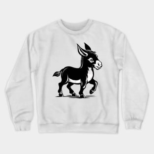 Playful Cartoon Donkey Galloping Happily Fun Art Crewneck Sweatshirt